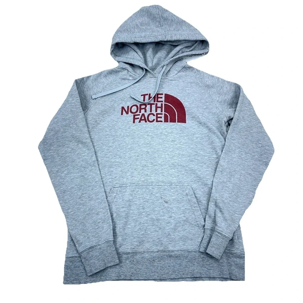 North Face Hoodie Women Small Gray Sweatshirt Sweater Spell Out Heather Ladies *